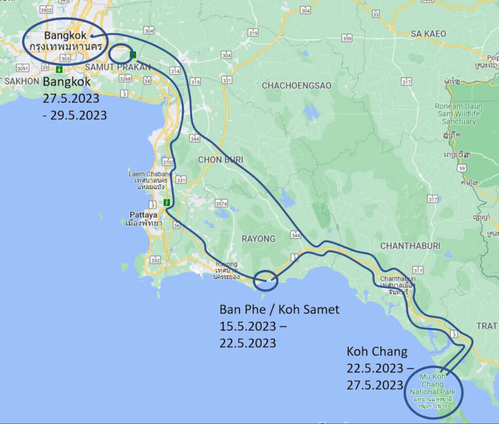 Bangkok-Koh-Samet-Koh-Chang-reitti